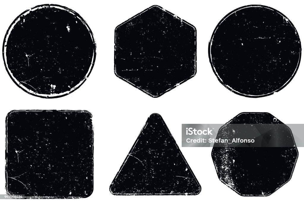 Grunge seals Vector grunge seal shapes isolated on white background Rubber Stamp stock vector