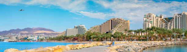 istock Panoramic view on central  public beach of Eilat 941511642