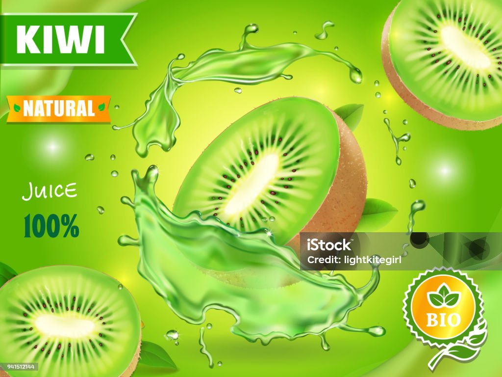 Kiwi Juice Advertising Fruit In Juice Splash Package Design Stock ...