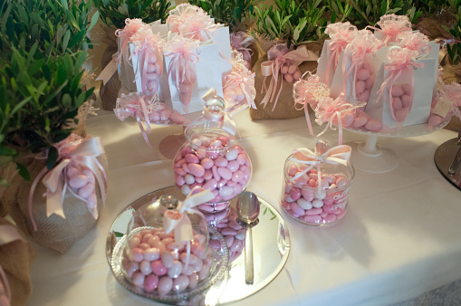 Close-up shot of cupcakes in candy bar without people