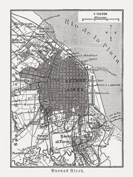 istock City map of Buenos Aires, Argentina, wood engraving, published 1897 941529220
