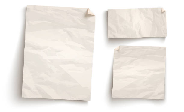 ilustrações de stock, clip art, desenhos animados e ícones de vintage white paper. - paper folded crumpled textured