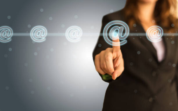 istock Businesswoman Pressing At Symbol 941534748