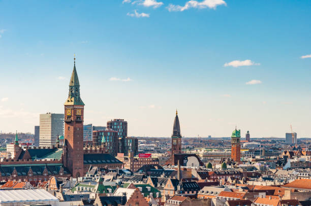 city of Copenhagen in Denmark Aerial view of city of Copenhagen in Denmark copenhagen photos stock pictures, royalty-free photos & images