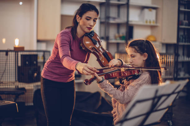 istock Young girl on violin class 941545356