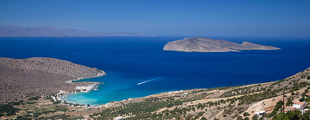 Panorama of Mediterranean shoreline stock photo