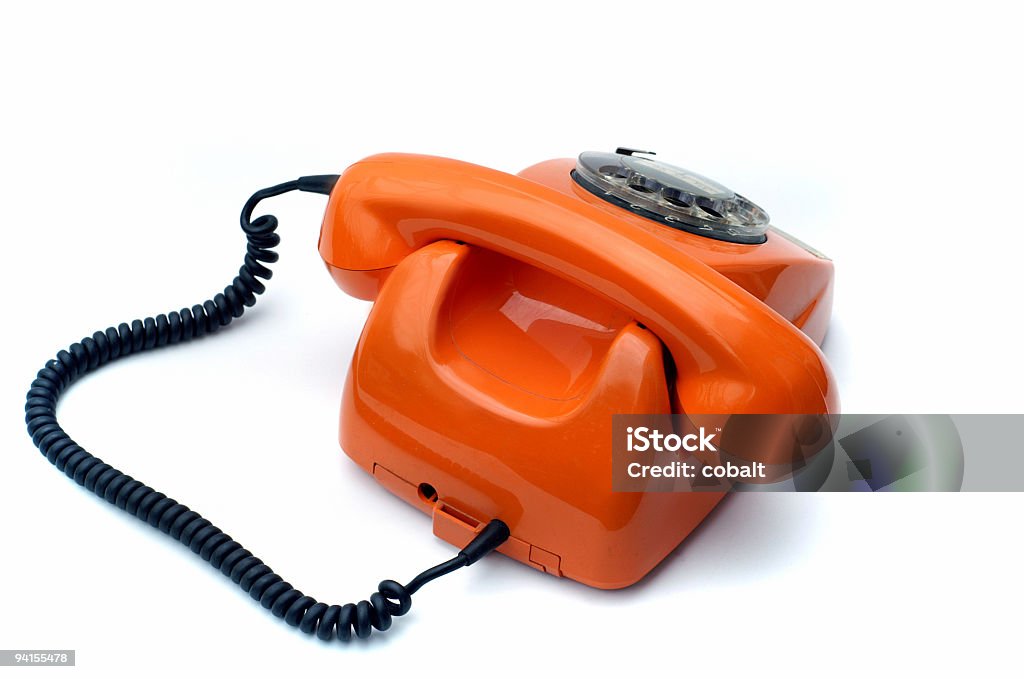 Оранжевый телефон 4 - Стоковые фото Белый фон роялти-фри