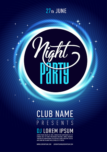 Stylish night cub poster/flyer on colorful scalable backgrounds.