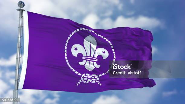 Scout Purple Waving Flag Stock Photo - Download Image Now - Boy Scout, Girl Scout, USA