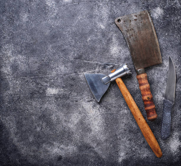 istock Butchers vintage cleaver and axe for meat 941558680