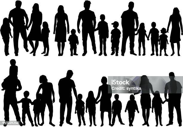 Family Size Vector Vector Silhouette Of Family Stock Illustration - Download Image Now ...