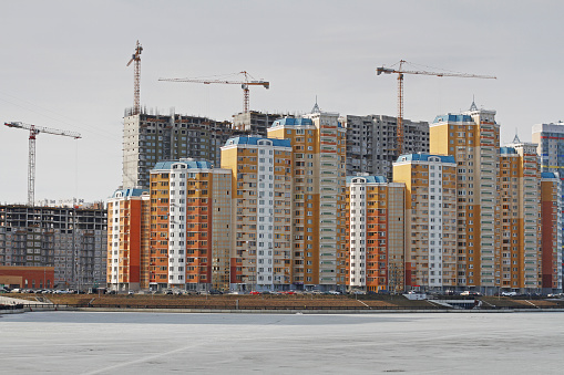Moscow, Russia - March 15, 2017: Residential buildings under construction in Moscow