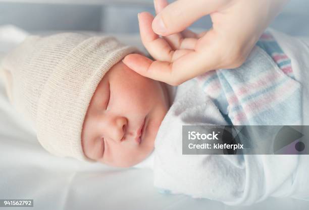 Baby Sleeping Stock Photo - Download Image Now - Newborn, Baby - Human Age, Hospital