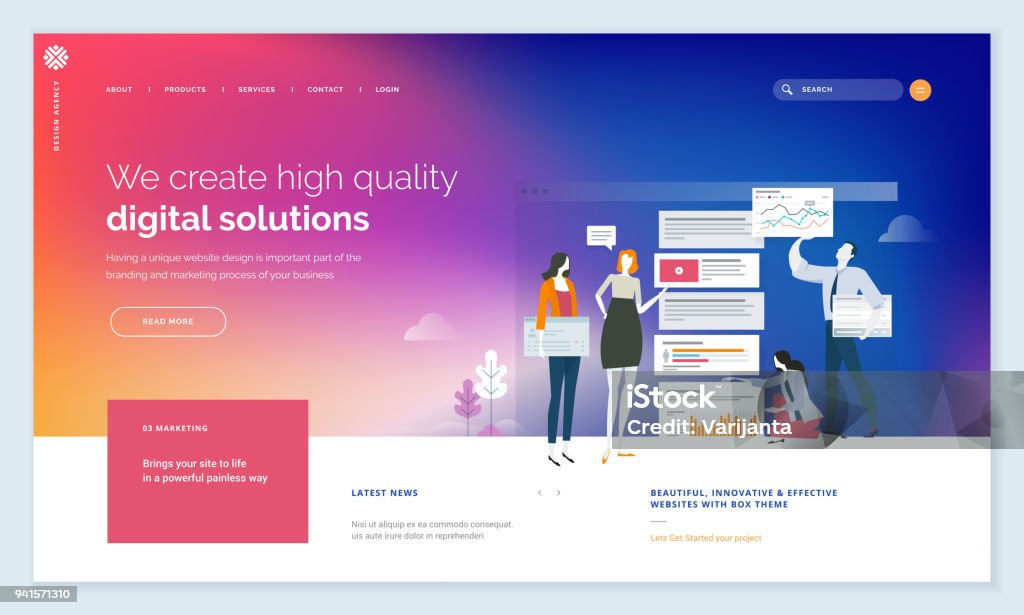 Effective website template design Modern flat design vector illustration concept of web page design for website and mobile website development. Easy to edit and customize. Web Page stock vector