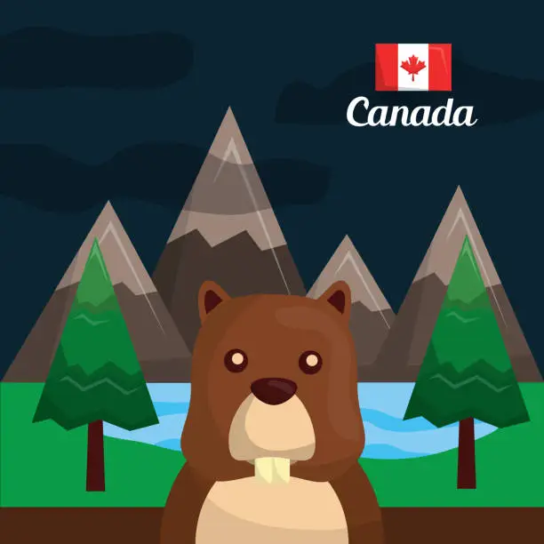 Vector illustration of canada country symbols