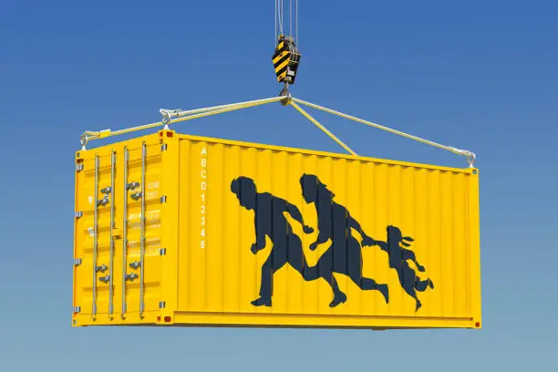 Photo of Migrant smuggling, illegal entry concept. 3D rendering