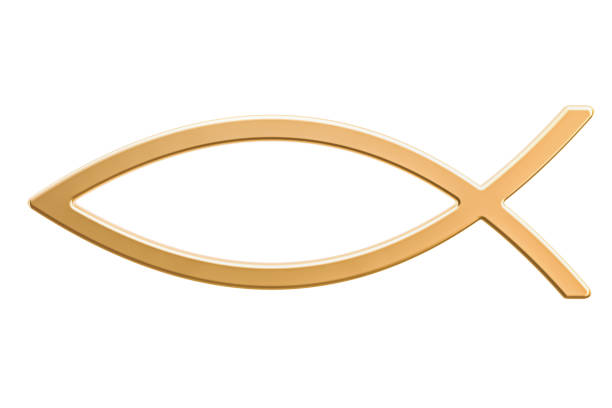 Ichthys or Jesus fish, symbol. 3D rendering isolated on white background