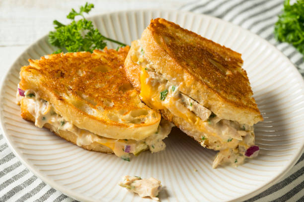 caseiro torrado de atum sanduíche - tuna salad sandwich - fotografias e filmes do acervo