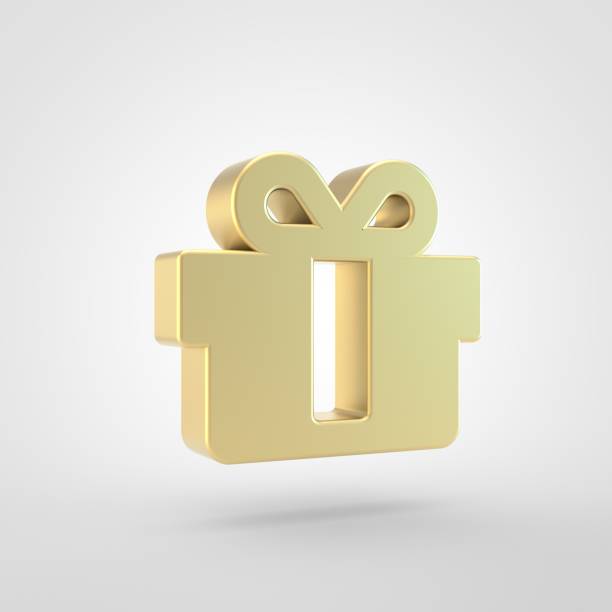 istock Golden gift icon isolated on white background. 941585306