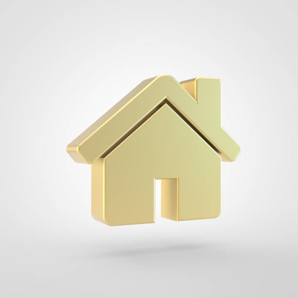 istock Golden home icon isolated on white background. 941585382