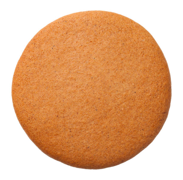 白い背景に分離されたラウンドのジンジャーブレッドのクッキー - gingerbread cookie ストックフォトと画像
