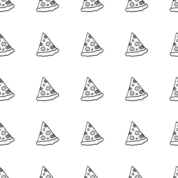 Vector illustration of Hand Drawn Vector Pizza Seamless Pattern