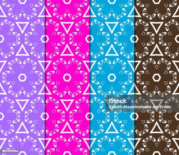 Set Of Seamless Modern Geometric Patterns Endless Repeating Linear ...