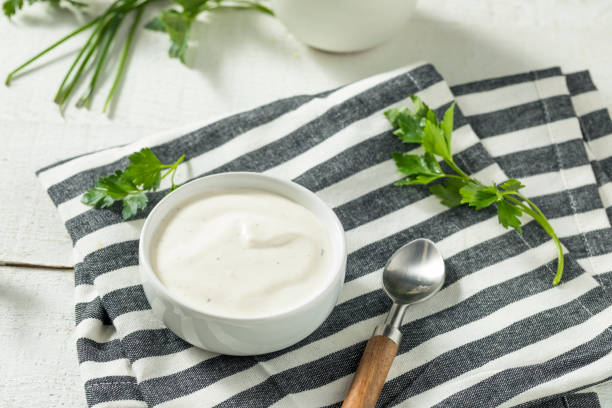 Creamy Homemade Ranch Dressing Creamy Homemade Ranch Dressing in a Bowl ranch dressing stock pictures, royalty-free photos & images