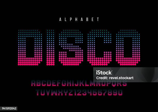 Disco Dotted Halftoned Display Font Design Alphabet Typeface Stock Illustration - Download Image Now