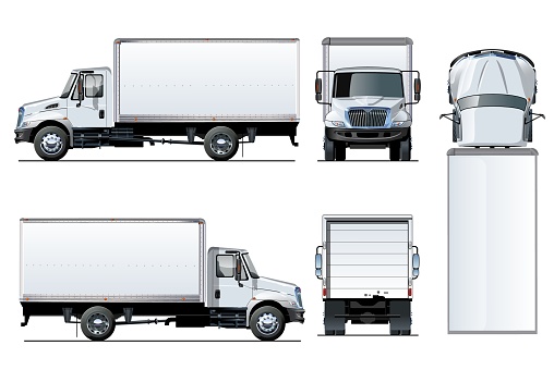 Vector truck template isolated on white. Available EPS-10 separated by groups and layers with transparency effects for one-click repaint and clipping mask for branding