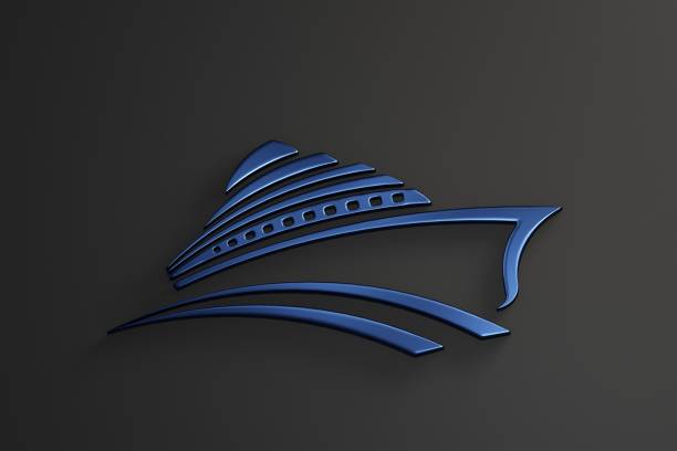Marine Theme Luxury Style. 3D Render Illustration in black background