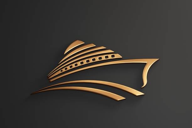 Marine Theme Luxury Style. 3D Render Illustration in black baclground