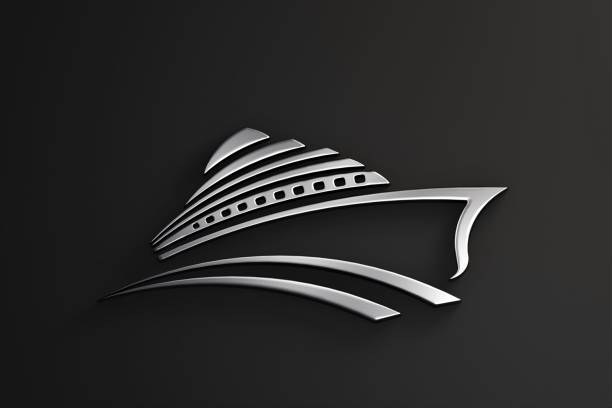 Marine Theme Luxury Style. 3D Render Illustration in black baclground