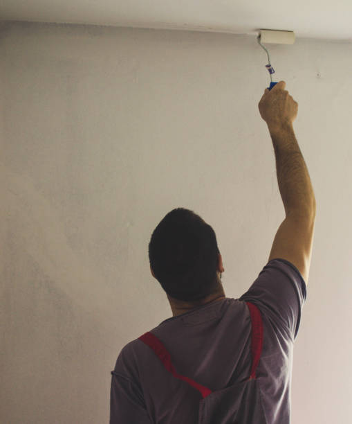 istock Close up of painter hand painting a wall 941596226