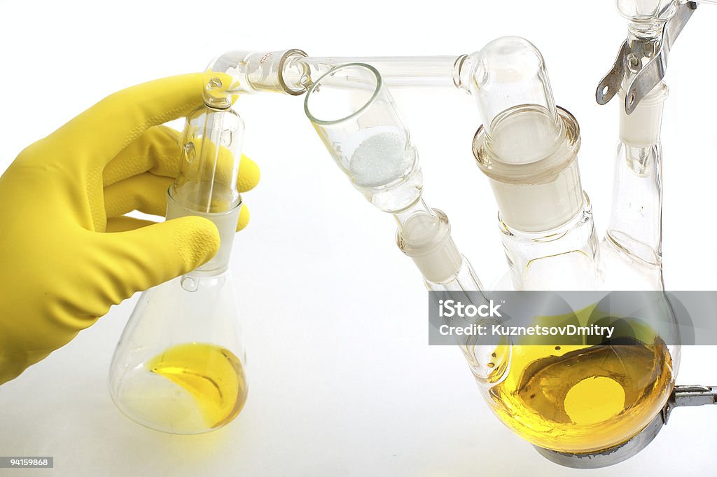 chemistry experiment yellow  Alcohol - Drink Stock Photo