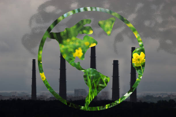 pollution turning into green nature. eco life concept