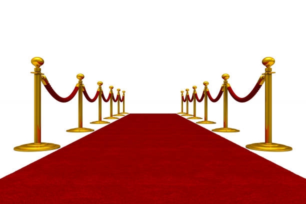 istock red carpet and barrier rope on white background. Isolated 3D illustration 941609122