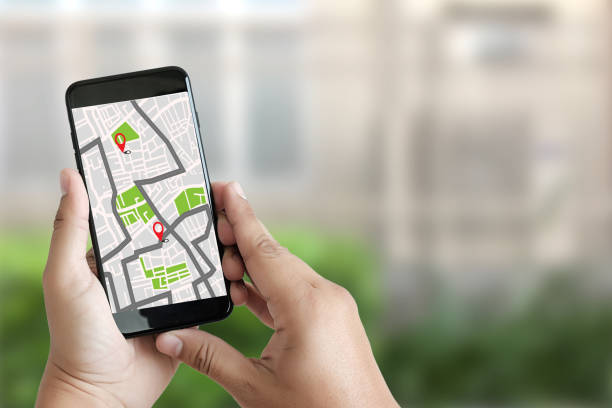 istock GPS Map to Route Destination network connection Location Street Map with GPS Icons  Navigation 941611796