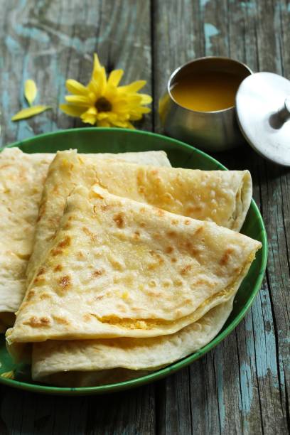 Puran Poli / Holige/ Obbattu - Indian sweet flatbread, selective focus