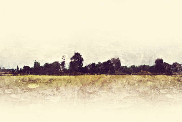 istock Abstract Colorful tree and landscape tree on watercolor painting background 941615466