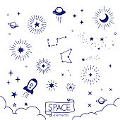 istock Vector illustration of hand drawn space elements 941624474