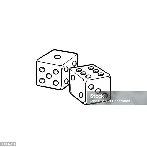 Backgammon Hand Drawn Sketch Icon Stock Illustration - Download Image Now - Cube Shape, Dice, Drawing - Art Product