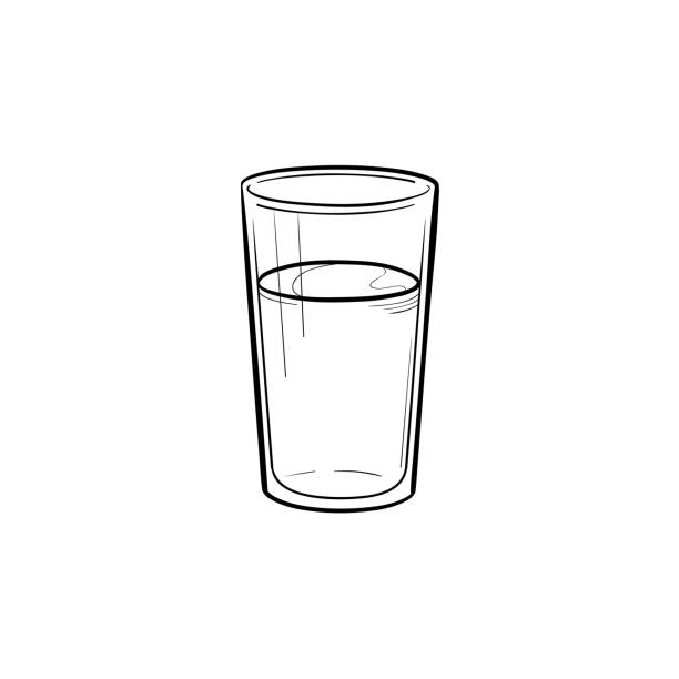 stockillustraties, clipart, cartoons en iconen met glas water hand getrokken schets pictogram - glas water