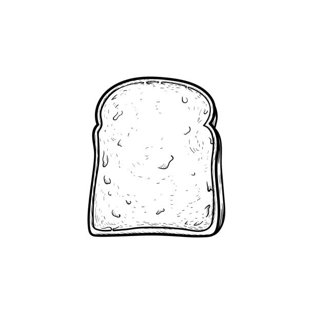 цельная пшеница тост хлеб ручной нарисованный эскиз значок - chef food cooking sandwich stock illustrations