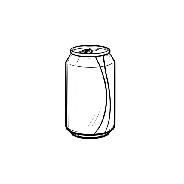 soda pop können hand gezeichnete skizziersymbol - blechdose stock-grafiken, -clipart, -cartoons und -symbole
