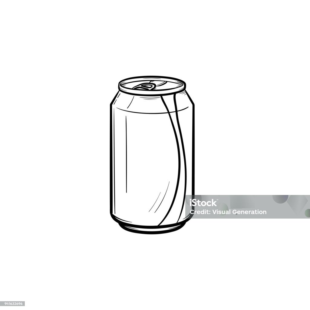 Boissons gazeuses peuvent icône de croquis dessinés à la main - clipart vectoriel de Boîte en fer-blanc libre de droits