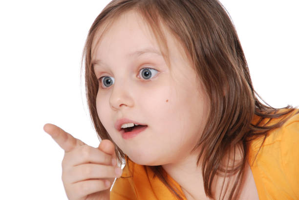 istock The little girl, points a finger 941632856