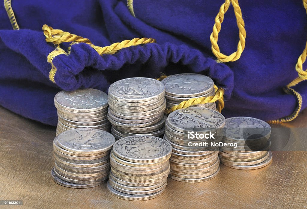 Pile di monete - Foto stock royalty-free di Argentato
