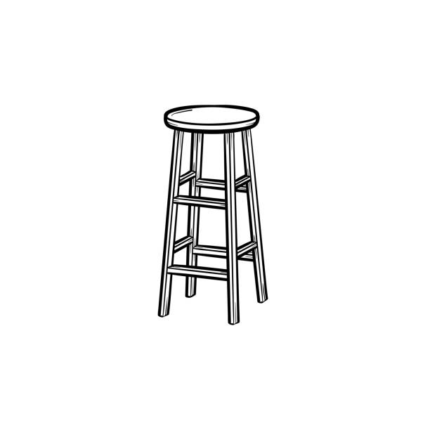 ilustrações de stock, clip art, desenhos animados e ícones de barstool hand drawn sketch icon - high stool