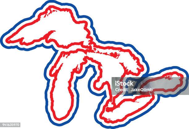 Great Lakes Outline Stock Illustration - Download Image Now - Great Lakes, Blue, Horizontal